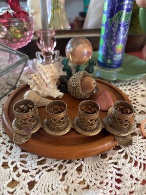 Antique-Style Brass lipstick Holders Set in Aged Brass